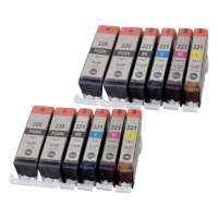 Compatible Canon CLI-221, PGI-220 ink cartridges, 12 pack