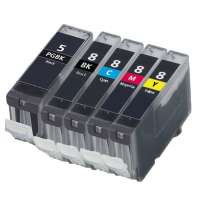 Compatible Canon CLI-8, PGI-5 ink cartridges, 5 pack