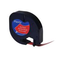 Compatible label tape for Dymo LT-100H / LT-100T / QX50 - black on red