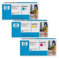 Genuine OEM Original HP Q6001A / Q6002A / Q6003A toner cartridges - 3-pack