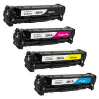 Compatible HP 304A, CC530A, CC531A, CC532A, CC533A toner cartridges, 4 pack