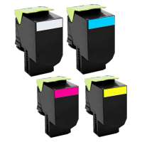 Remanufactured Lexmark C540H1KG, C540H1CG, C540H1MG, C540H1YG toner cartridges, 4 pack