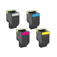 Remanufactured Lexmark 70C1XK0, 70C1XC0, 70C1XM0, 70C1XY0 toner cartridges, 4 pack