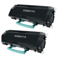 Remanufactured Lexmark E260A11A toner cartridges, 2 pack